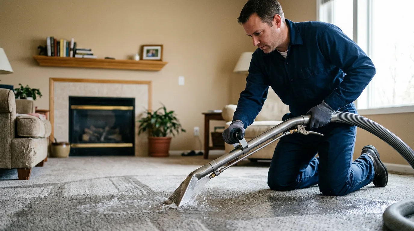 Water damage restoration technician working near Cheriton, VA
